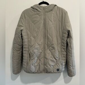 Women’s fleece lined sage green zip up jacket.